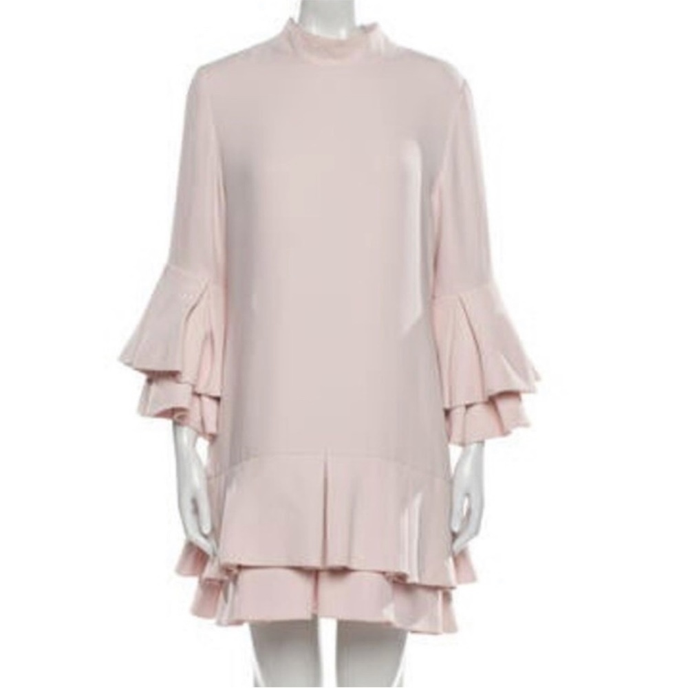Brandon Maxwell Dress Pink Long Sleeve with Mock Neck